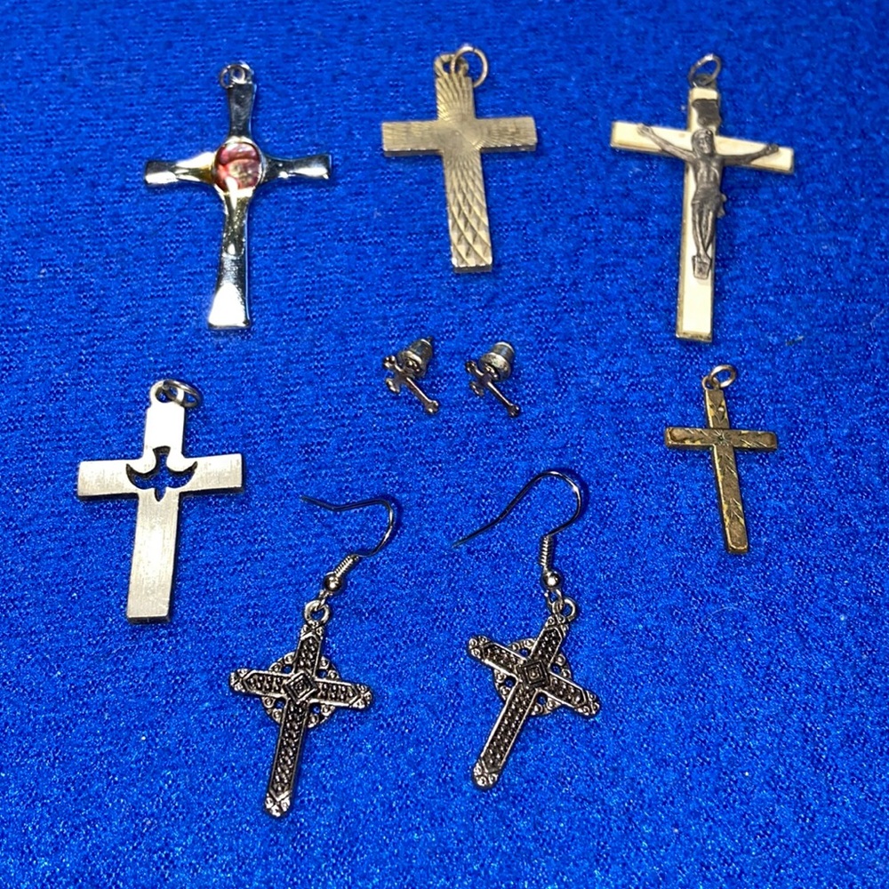 Lot of Cross Earrings and Pendants (no chains)
